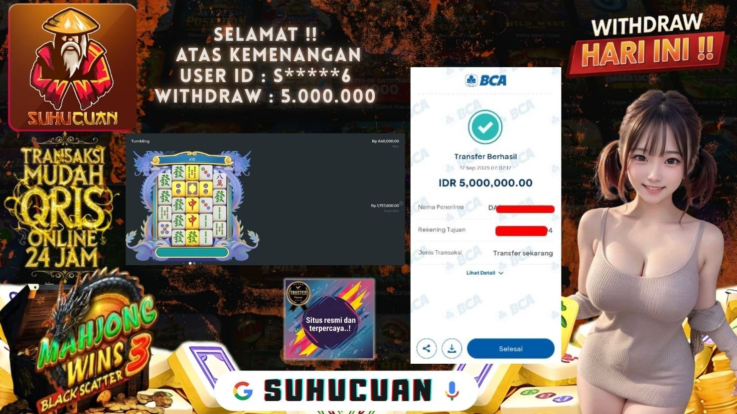 SUHUCUAN JACKPOT SLOT MAHJONG WINS 3 BLACK SCATTER